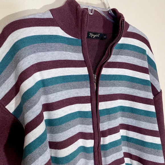 Soft Wool Sweater Knit Striped Sweater Jacket - Picture 4 of 12